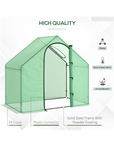 Outsunny Walk In Tomato Greenhouse Garden Outdoor Mini Greenhouse Flower Planter Steel Frame with Zipped Door & Window, PE Cover