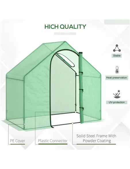 Outsunny Walk In Tomato Greenhouse Garden Outdoor Mini Greenhouse Flower Planter Steel Frame with Zipped Door & Window, PE Cover