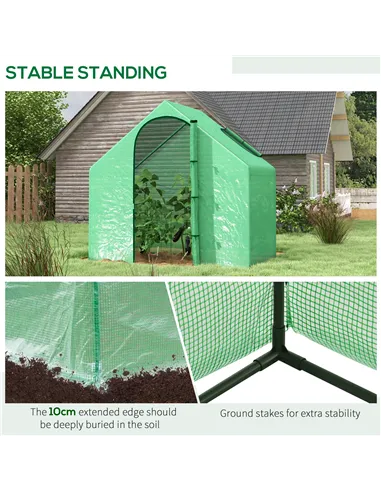 Outsunny Walk In Tomato Greenhouse Garden Outdoor Mini Greenhouse Flower Planter Steel Frame with Zipped Door & Window, PE Cover