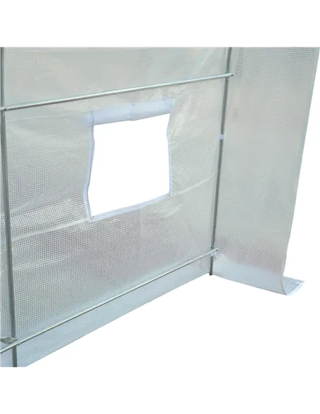 Outsunny 2.5 x 2 x 2 m Polytunnel Greenhouse, Walk-in Green House for Garden with Mesh Windows, Galvanised Steel Frame, White