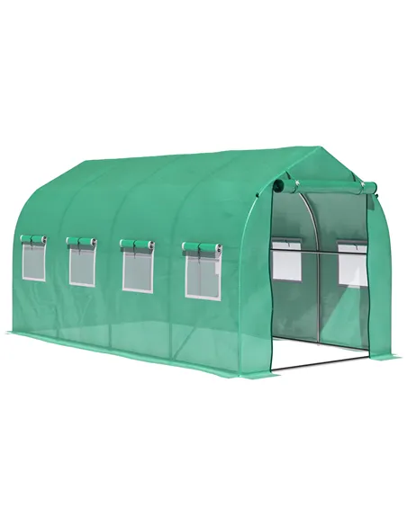 Outsunny Polytunnel Greenhouse with Windows and Door, Walk in Greenhouse for Garden, Backyard (4 x 2 M)