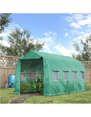 Outsunny Polytunnel Greenhouse with Windows and Door, Walk in Greenhouse for Garden, Backyard (4 x 2 M)