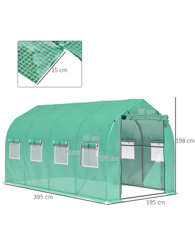 Outsunny Polytunnel Greenhouse with Windows and Door, Walk in Greenhouse for Garden, Backyard (4 x 2 M)