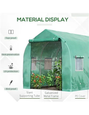Outsunny Polytunnel Greenhouse with Windows and Door, Walk in Greenhouse for Garden, Backyard (4 x 2 M)