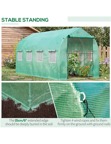 Outsunny Polytunnel Greenhouse with Windows and Door, Walk in Greenhouse for Garden, Backyard (4 x 2 M)