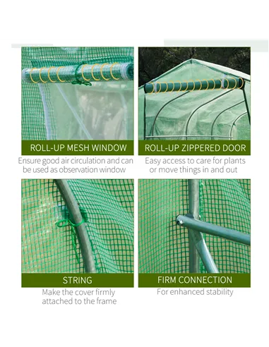 Outsunny Polytunnel Greenhouse with Windows and Door, Walk in Greenhouse for Garden, Backyard (4 x 2 M)