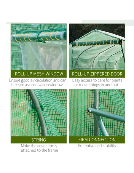 Outsunny Polytunnel Greenhouse with Windows and Door, Walk in Greenhouse for Garden, Backyard (4 x 2 M)