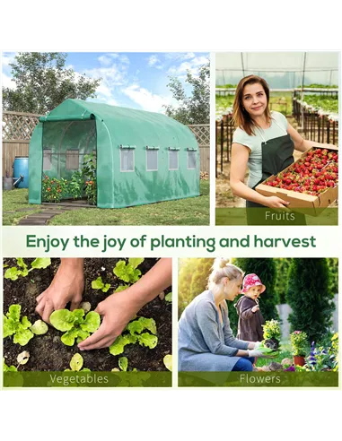 Outsunny Polytunnel Greenhouse with Windows and Door, Walk in Greenhouse for Garden, Backyard (4 x 2 M)