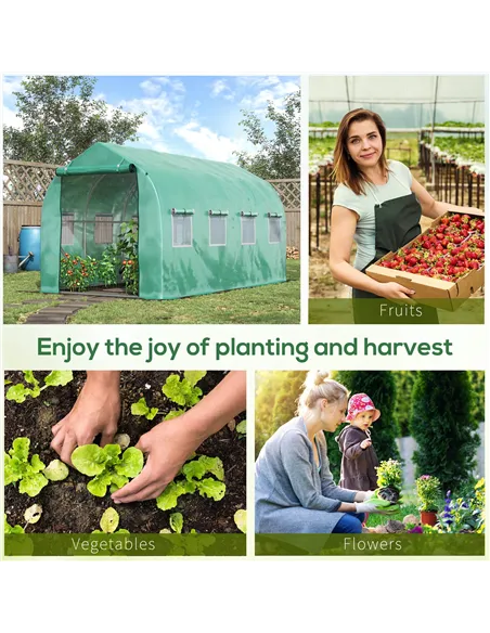 Outsunny Polytunnel Greenhouse with Windows and Door, Walk in Greenhouse for Garden, Backyard (4 x 2 M)