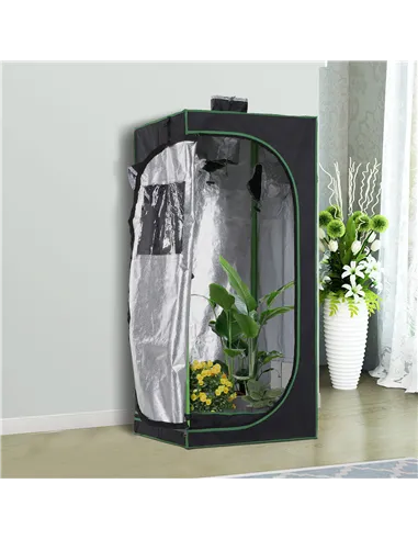 Outsunny Grow Tent Reflective Mylar Hydroponic with Adjustable Vents and Floor Tray for Indoor Plant Growing, 60 x 60 x 140 cm (