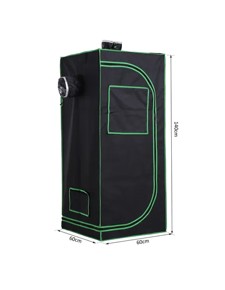 Outsunny Grow Tent Reflective Mylar Hydroponic with Adjustable Vents and Floor Tray for Indoor Plant Growing, 60 x 60 x 140 cm (