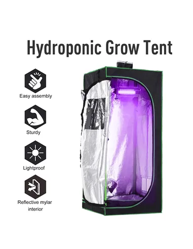 Outsunny Grow Tent Reflective Mylar Hydroponic with Adjustable Vents and Floor Tray for Indoor Plant Growing, 60 x 60 x 140 cm (