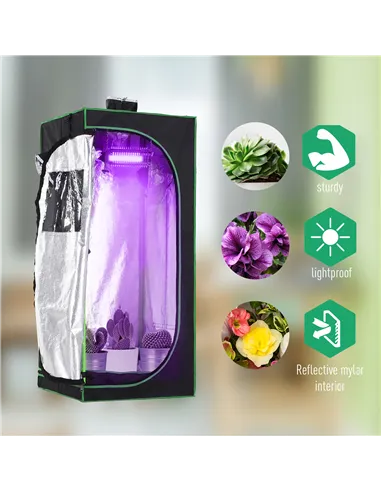 Outsunny Grow Tent Reflective Mylar Hydroponic with Adjustable Vents and Floor Tray for Indoor Plant Growing, 60 x 60 x 140 cm (