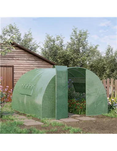 Outsunny Reinforced Walk in Polytunnel Greenhouse, 4x3x2 m