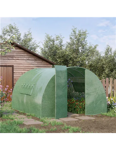 Outsunny Reinforced Walk in Polytunnel Greenhouse, 4x3x2 m