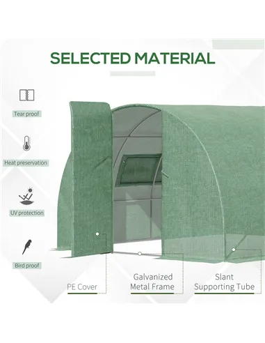 Outsunny Reinforced Walk in Polytunnel Greenhouse, 4x3x2 m