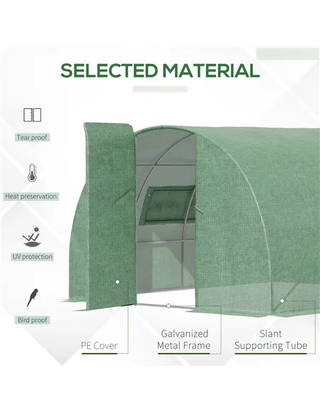 Outsunny Reinforced Walk in Polytunnel Greenhouse, 4x3x2 m
