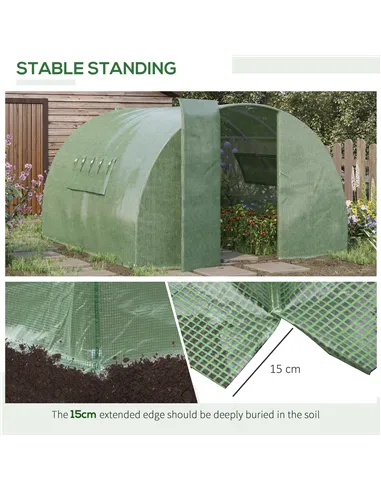 Outsunny Reinforced Walk in Polytunnel Greenhouse, 4x3x2 m