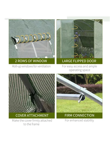 Outsunny Reinforced Walk in Polytunnel Greenhouse, 4x3x2 m