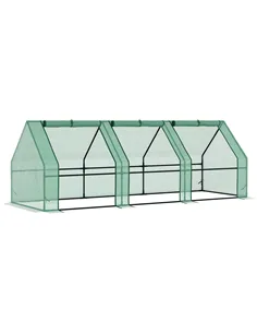 Outsunny Mini Small Greenhouse with Steel Frame & PE Cover & Zipped Window Poly tunnel Steeple for Plants Vegetables, 270 x 90 x