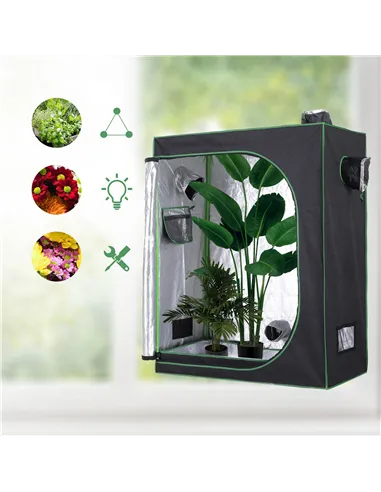 Outsunny Grow Tent Reflective Mylar Hydroponic with Adjustable Vents and Floor Tray for Indoor Plant Growing, 120 x 60 x 150 cm 