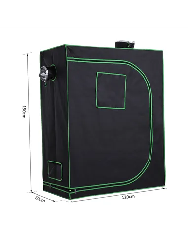 Outsunny Grow Tent Reflective Mylar Hydroponic with Adjustable Vents and Floor Tray for Indoor Plant Growing, 120 x 60 x 150 cm 