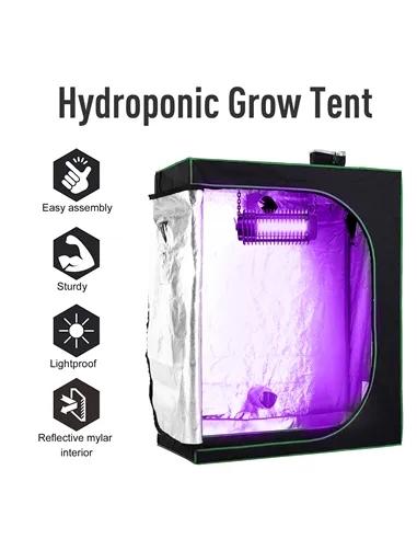 Outsunny Grow Tent Reflective Mylar Hydroponic with Adjustable Vents and Floor Tray for Indoor Plant Growing, 120 x 60 x 150 cm 