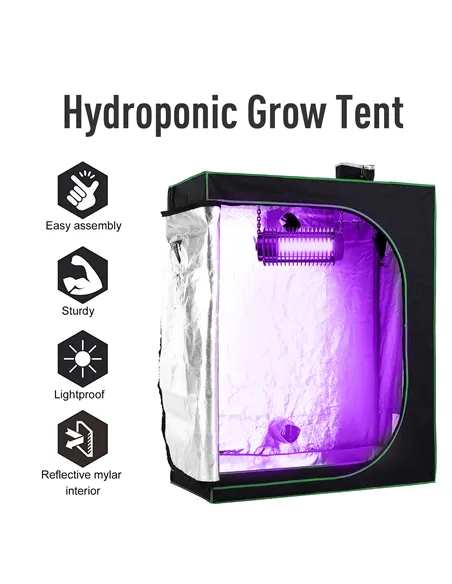 Outsunny Grow Tent Reflective Mylar Hydroponic with Adjustable Vents and Floor Tray for Indoor Plant Growing, 120 x 60 x 150 cm 