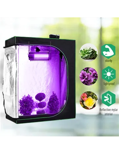 Outsunny Grow Tent Reflective Mylar Hydroponic with Adjustable Vents and Floor Tray for Indoor Plant Growing, 120 x 60 x 150 cm 