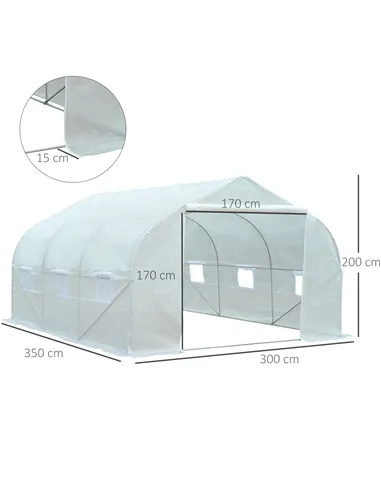 Outsunny Walk-In Polytunnel Greenhouse Warm House Garden Tunnel Shelter Plant Shed with Door and Windows, Galvanised Steel Frame