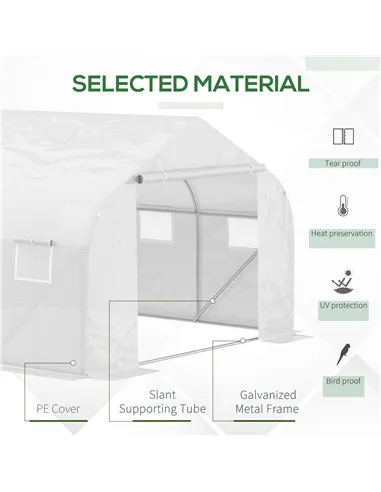 Outsunny Walk-In Polytunnel Greenhouse Warm House Garden Tunnel Shelter Plant Shed with Door and Windows, Galvanised Steel Frame