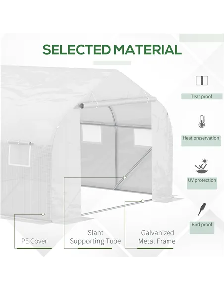 Outsunny Walk-In Polytunnel Greenhouse Warm House Garden Tunnel Shelter Plant Shed with Door and Windows, Galvanised Steel Frame