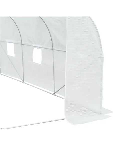 Outsunny Walk-In Polytunnel Greenhouse Warm House Garden Tunnel Shelter Plant Shed with Door and Windows, Galvanised Steel Frame