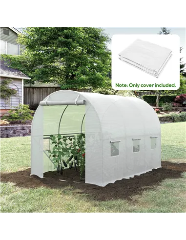 Outsunny 3 x 2 x 2m Greenhouse Replacement Cover ONLY Winter Garden Plant PE Cover for Tunnel Walk-in Greenhouse with Roll-up Wi