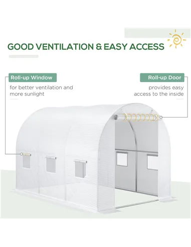 Outsunny 3 x 2 x 2m Greenhouse Replacement Cover ONLY Winter Garden Plant PE Cover for Tunnel Walk-in Greenhouse with Roll-up Wi