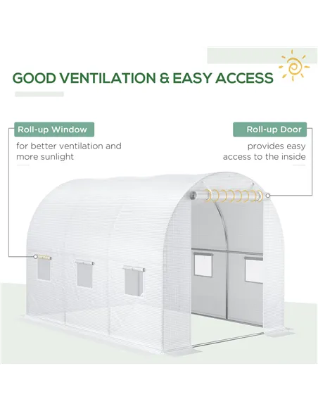 Outsunny 3 x 2 x 2m Greenhouse Replacement Cover ONLY Winter Garden Plant PE Cover for Tunnel Walk-in Greenhouse with Roll-up Wi