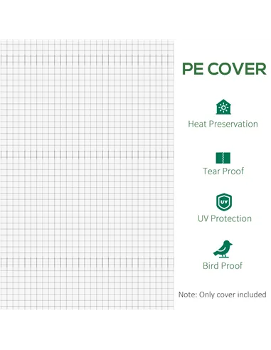 Outsunny 3 x 2 x 2m Greenhouse Replacement Cover ONLY Winter Garden Plant PE Cover for Tunnel Walk-in Greenhouse with Roll-up Wi