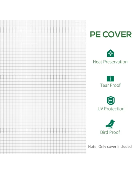 Outsunny 3 x 2 x 2m Greenhouse Replacement Cover ONLY Winter Garden Plant PE Cover for Tunnel Walk-in Greenhouse with Roll-up Wi