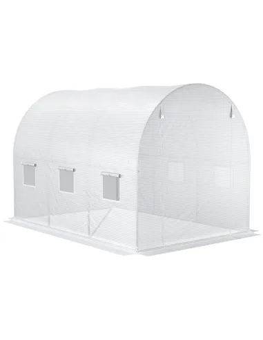 Outsunny 3 x 2 x 2m Greenhouse Replacement Cover ONLY Winter Garden Plant PE Cover for Tunnel Walk-in Greenhouse with Roll-up Wi