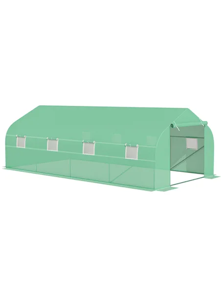Outsunny Polytunnel Greenhouse with Windows and Door, Walk in Greenhouse for Garden, Backyard (6 x 3 M)