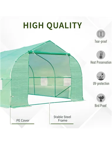 Outsunny Polytunnel Greenhouse with Windows and Door, Walk in Greenhouse for Garden, Backyard (6 x 3 M)