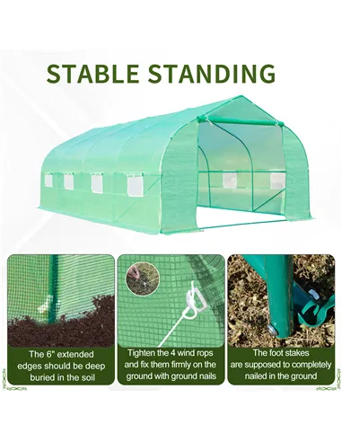 Outsunny Polytunnel Greenhouse with Windows and Door, Walk in Greenhouse for Garden, Backyard (6 x 3 M)