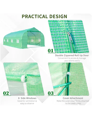 Outsunny Polytunnel Greenhouse with Windows and Door, Walk in Greenhouse for Garden, Backyard (6 x 3 M)