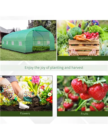 Outsunny Polytunnel Greenhouse with Windows and Door, Walk in Greenhouse for Garden, Backyard (6 x 3 M)