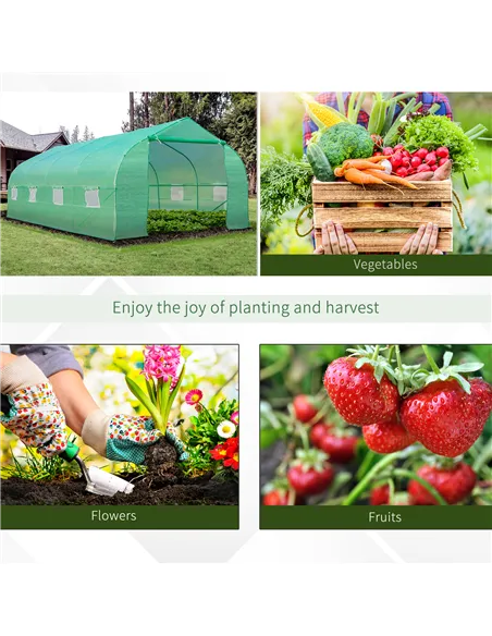 Outsunny Polytunnel Greenhouse with Windows and Door, Walk in Greenhouse for Garden, Backyard (6 x 3 M)