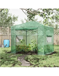 Outsunny Pop-up Small Greenhouse, Outdoor Walk-in Tomato Greenhouse with Carrying Bag, PE Cover, Steel Frame, Green, 2.4L x 1.8W 2