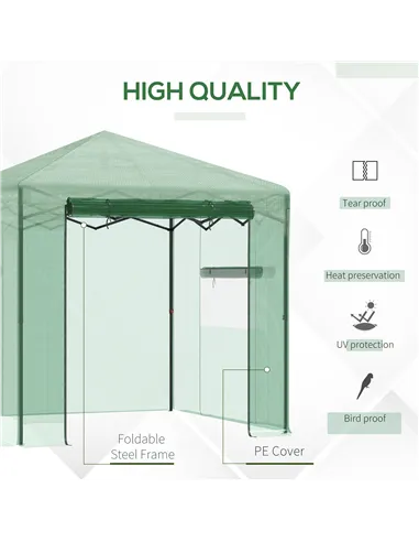 Outsunny Pop-up Small Greenhouse, Outdoor Walk-in Tomato Greenhouse with Carrying Bag, PE Cover, Steel Frame, Green, 2.4L x 1.8W