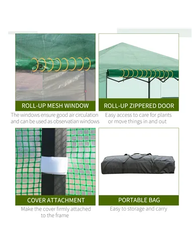 Outsunny Pop-up Small Greenhouse, Outdoor Walk-in Tomato Greenhouse with Carrying Bag, PE Cover, Steel Frame, Green, 2.4L x 1.8W