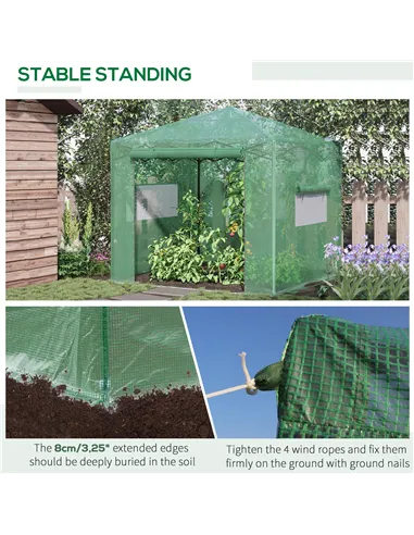 Outsunny Pop-up Small Greenhouse, Outdoor Walk-in Tomato Greenhouse with Carrying Bag, PE Cover, Steel Frame, Green, 2.4L x 1.8W