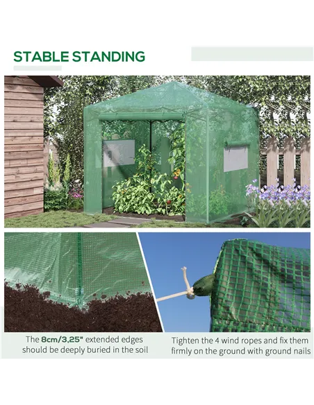 Outsunny Pop-up Small Greenhouse, Outdoor Walk-in Tomato Greenhouse with Carrying Bag, PE Cover, Steel Frame, Green, 2.4L x 1.8W